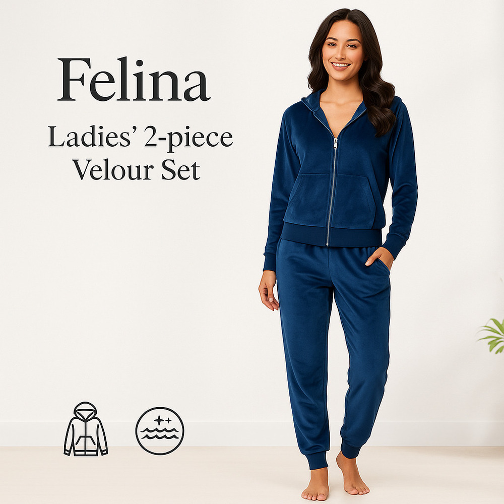 Felina Ladies' 2-piece Velour Set |  (Color: Blue)